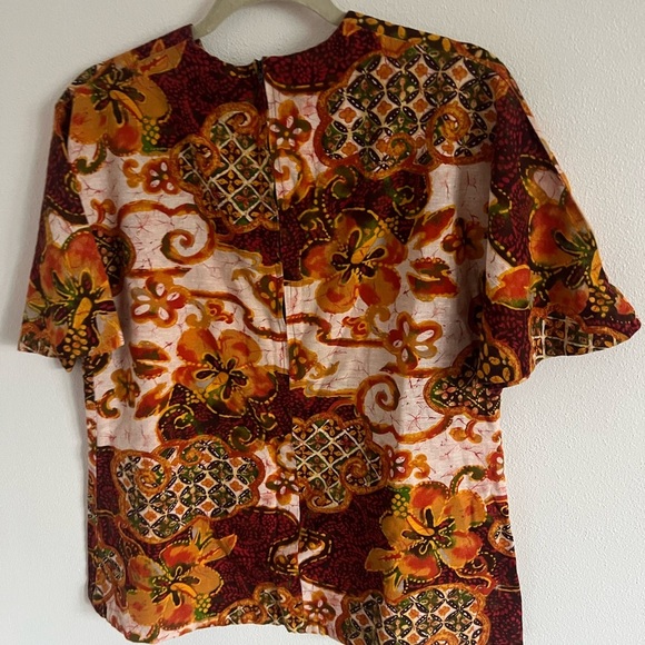 Vintage 1970s Hawaiian Two Potato California Floral Tunic, size large - Picture 5 of 6